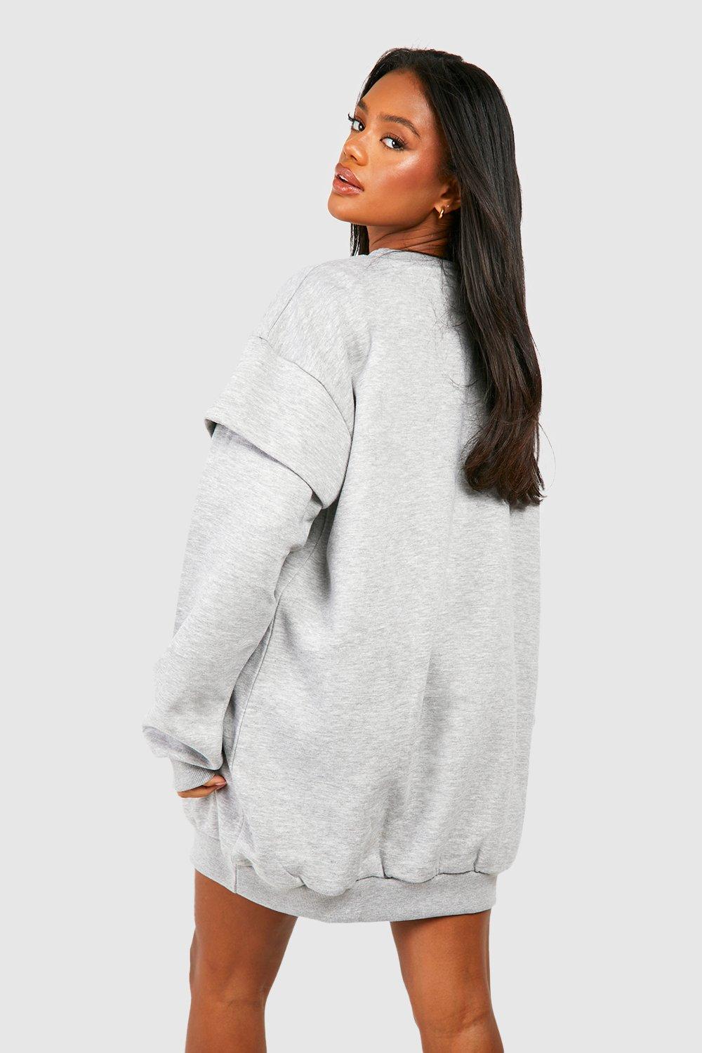 Grey sweatshirt dress clearance womens